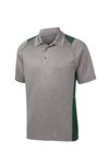 ST665 Sport-Tek 3.8-ounce Heather Colorblock Contender Polo Vintage Heather/ Forest Green