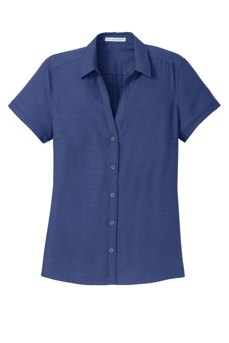 L662 Port Authority Ladies Textured Camp Shirt Royal