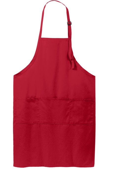 A700 Port Authority Easy Care Extra Long Bib Apron with Stain Release Red