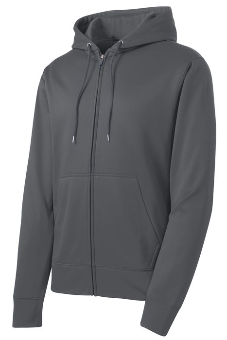ST238 Sport-Tek Sport-Wick Fleece Full-Zip Hooded Jacket Dark Smoke Grey