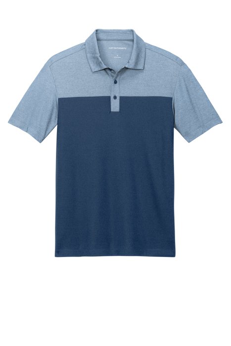 K831 Port Authority Fine Pique Blend Blocked Polo Aegean Blue/ Aegean Blue Heather