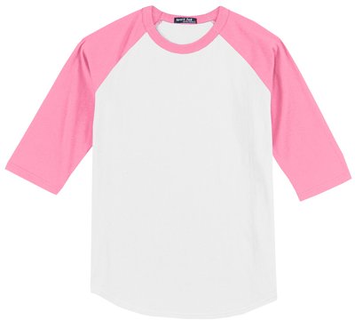 T200 Sport-Tek 5.2-ounce 100% Cotton T-Shirt White/ Bright Pink