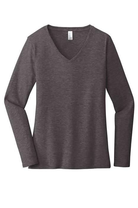 DT6201 District Women's Very Important Tee Long Sleeve V-Neck. Heathered Charcoal