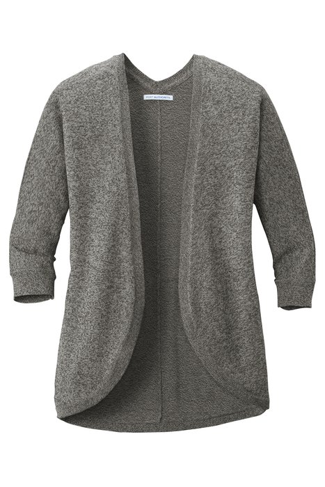 LSW416 Port Authority Ladies Marled Cocoon Sweater Warm Grey Marl
