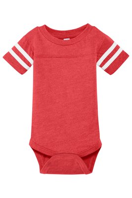 RS4437 Rabbit Skins Infant Football Fine Jersey Bodysuit Vintage Red/ Blended White