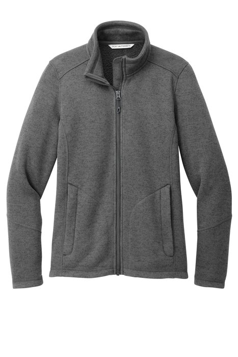 L428 Port Authority Ladies Arc Sweater Fleece Jacket Grey Smoke Heather