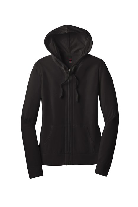 DT2100 District Women's Fitted Jersey Full-Zip Hoodie Black