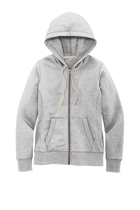 DT8103 District Women's Re-Fleece Full-Zip Hoodie Light Heather Grey