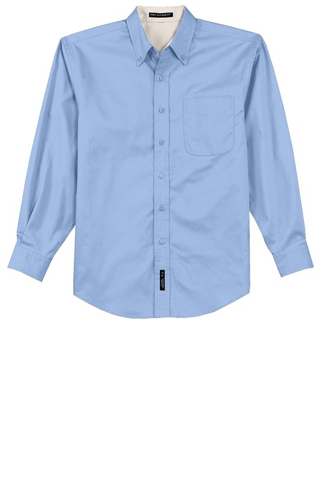 S608 Port Authority Long Sleeve Easy Care Shirt Light Blue/ Light Stone