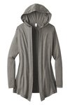 DT156 District Women's Perfect Tri Hooded Cardigan Grey Frost