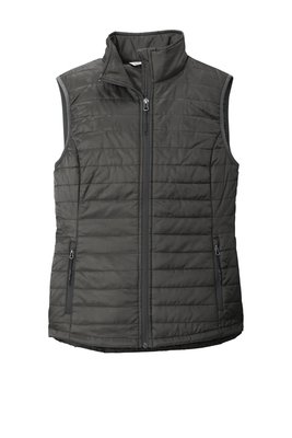 L851 Port Authority Ladies Packable Puffy Vest Sterling Grey/ Graphite