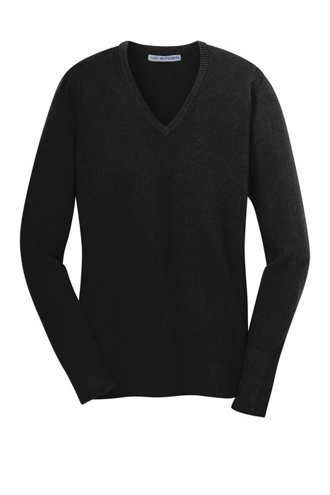 LSW285 Port Authority Ladies V-Neck Sweater Black