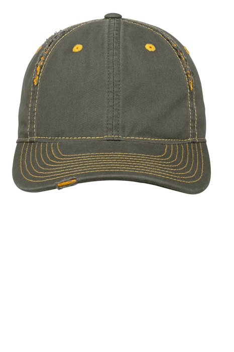 DT612 District Rip and Distressed Cap Army/ Gold