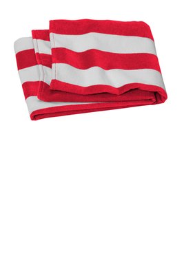 PT45 Port Authority Value Cabana Stripe Beach Towel Red