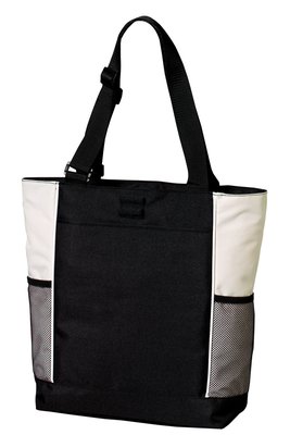 B5160 Port Authority Panel Tote Black/ Stone
