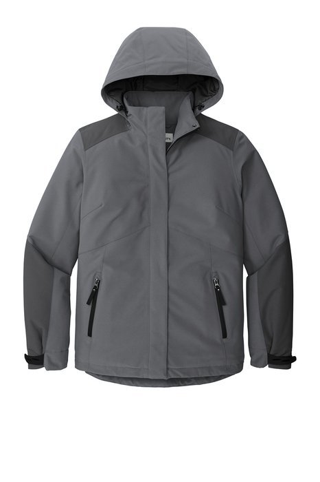 L405 Port Authority Ladies Insulated Waterproof Tech Jacket Shadow Grey/ Storm Grey
