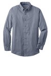 TLS642 Port Authority Tall Tattersall Easy Care Shirt Grey/ White