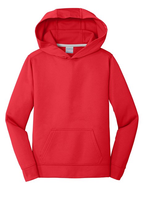 PC590YH Port & Company Youth Performance Fleece Pullover Hooded Sweatshirt Red