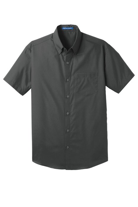 W101 Port Authority Short Sleeve Carefree Poplin Shirt Graphite