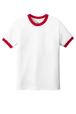 2410W American Apparel 4.3-ounce 100% Cotton T-Shirt White/ Red