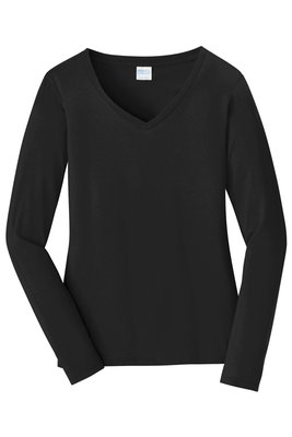 LPC450VLS Port & Company Ladies Long Sleeve Fan Favorite V-Neck T-Shirt