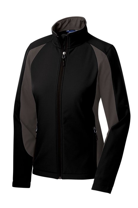 LST970 Sport-Tek Ladies Colorblock Soft Shell Jacket Black/ Iron Grey