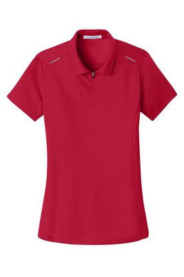 L580 Port Authority 4.3-ounce Ladies Pinpoint Mesh Zip Polo Rich Red