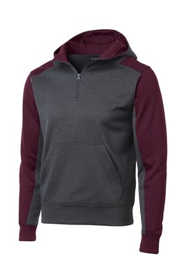 ST249 Sport-Tek Tech Fleece Colorblock 1/4-Zip Hooded Sweatshirt