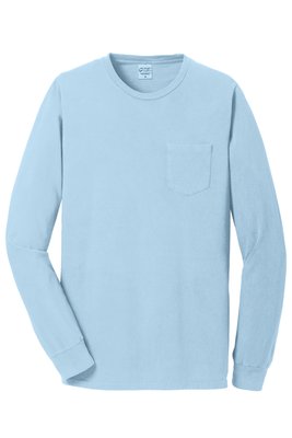 PC099LSP Port & Company Beach Wash Garment-Dyed Long Sleeve Pocket T-Shirt