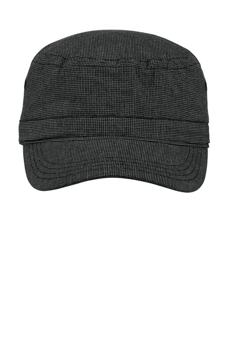 DT619 District Houndstooth Military Hat Black/ Charcoal