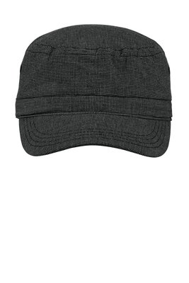 DT619 District Houndstooth Military Hat Black/ Charcoal