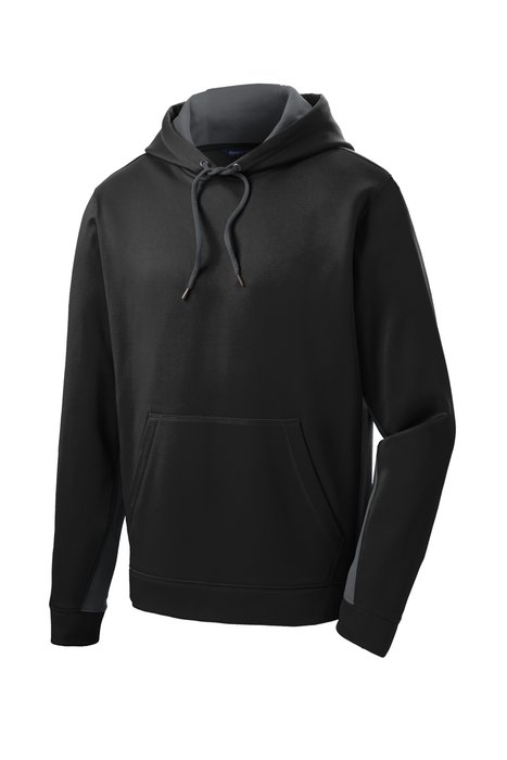 ST235 Sport-Tek Sport-Wick Fleece Colorblock Hooded Pullover Black/ Dark Smoke Grey
