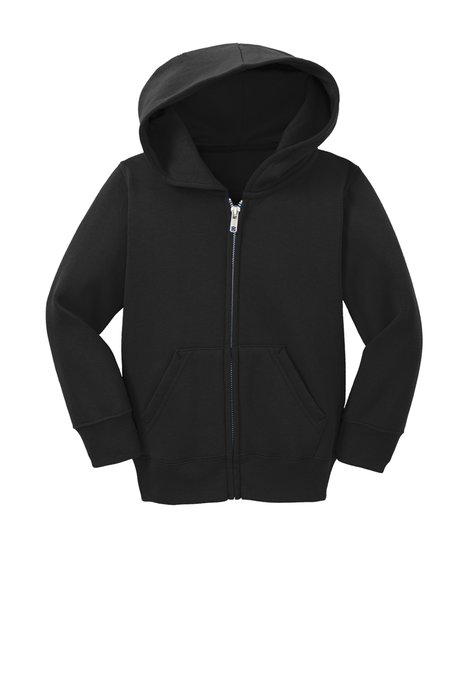 CAR78TZH Port & Company Toddler Core Fleece Full-Zip Hooded Sweatshirt Jet Black