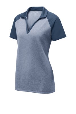 LST641 Sport-Tek Ladies PosiCharge RacerMesh Raglan Heather Block Polo