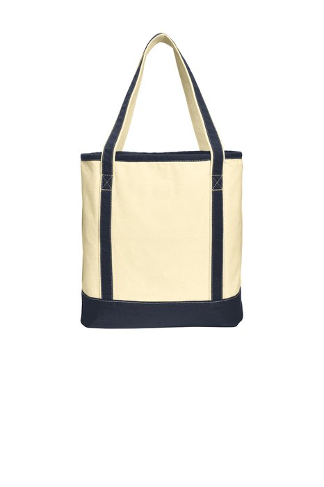 BG413 Port Authority Large Cotton Canvas Boat Tote Natural/ Navy