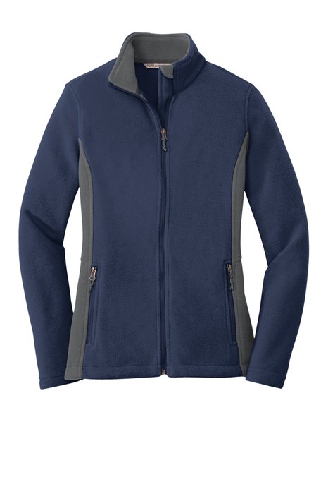 L216 Port Authority Ladies Colorblock Value Fleece Jacket True Navy/ Battleship Grey