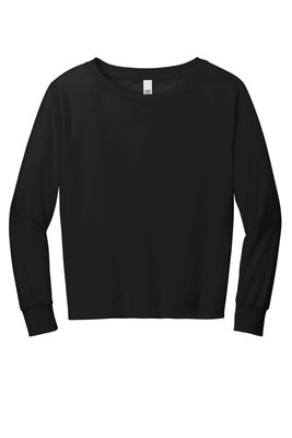 DT672 District Women's Featherweight French Terry Long Sleeve Crewneck Black