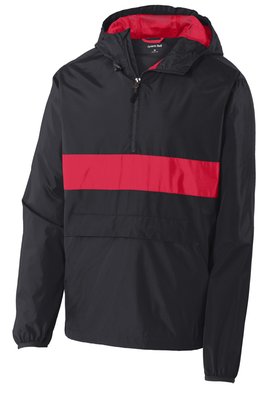 JST65 Sport-Tek Zipped Pocket Anorak Black/ True Red