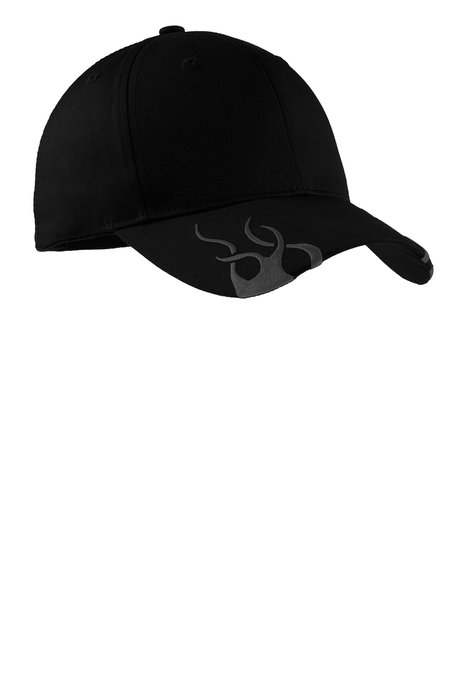 C857 Port Authority Racing Cap with Flames Black/ Charcoal