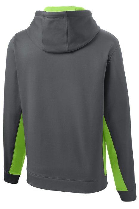 YST235 Sport-Tek Youth Sport-Wick Fleece Colorblock Hooded Pullover Dark Smoke Grey/ Lime Shock