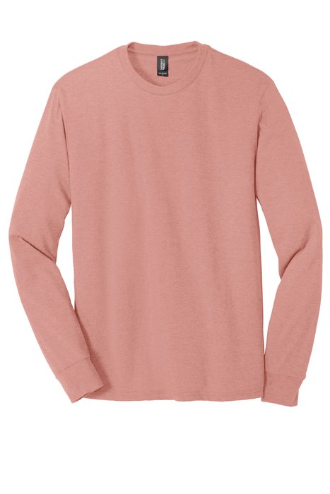 DM132 District Perfect Tri Long Sleeve Tee . Blush Frost