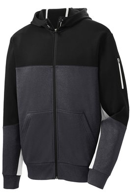ST245 Sport-Tek Tech Fleece Colorblock Full-Zip Hooded Jacket