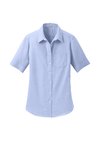L659 Port Authority Ladies Short Sleeve SuperPro Oxford Shirt Oxford Blue