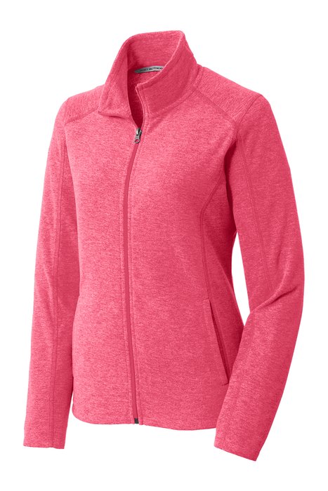 L235 Port Authority Ladies Heather Microfleece Full-Zip Jacket Pink Raspberry Heather