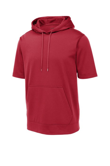 ST251 Sport-Tek Sport-Wick Fleece Short Sleeve Hooded Pullover Deep Red