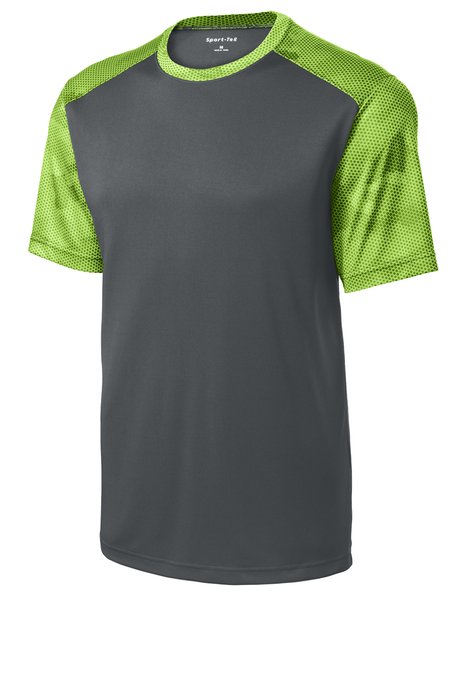 ST371 Sport-Tek 4-ounce 100% Polyester T-Shirt Iron Grey/ Lime Shock