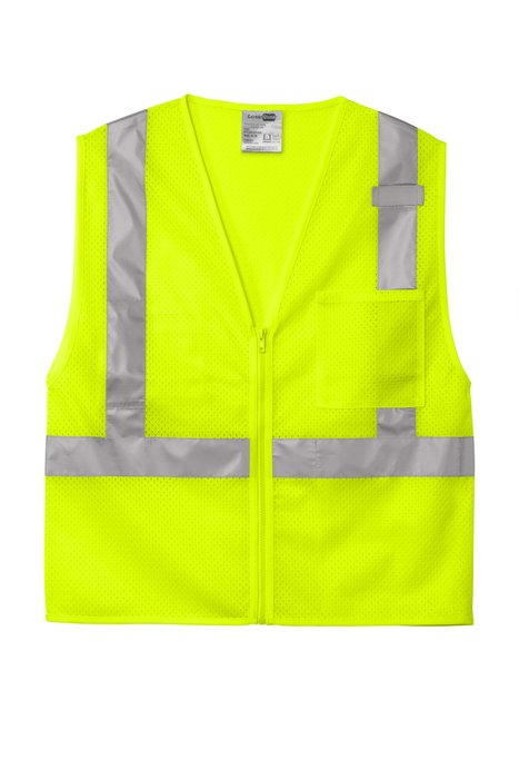 CSV102 CornerStone ANSI 107 Class 2 Mesh Zippered Vest Safety Yellow