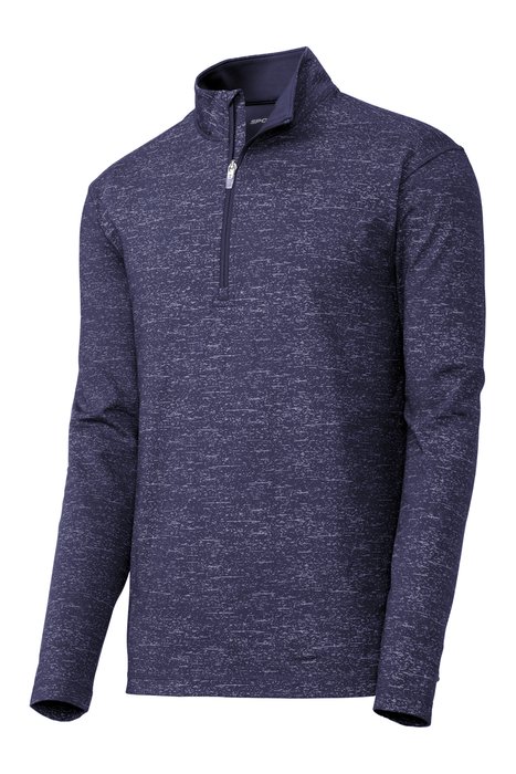 ST855 Sport-Tek Sport-Wick Stretch Reflective Heather 1/2-Zip Pullover True Navy