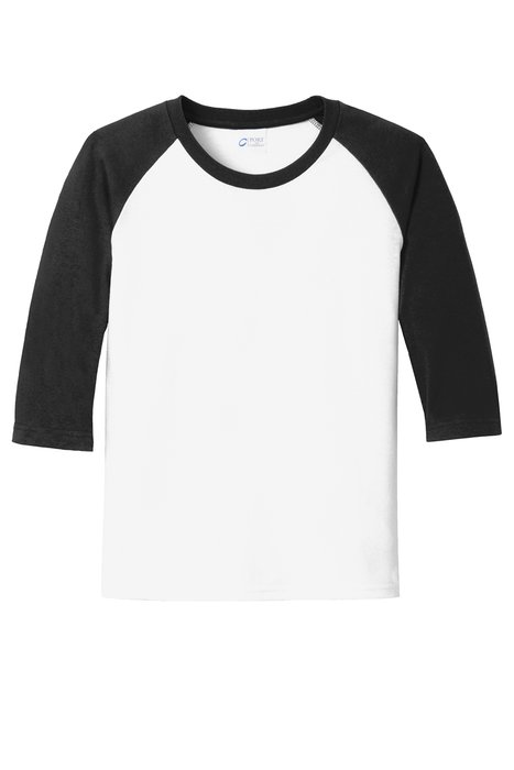 Youth Kids 3/4 Sleeve Raglan Tee Shirt XS-XL Port & Company PC55YRS 