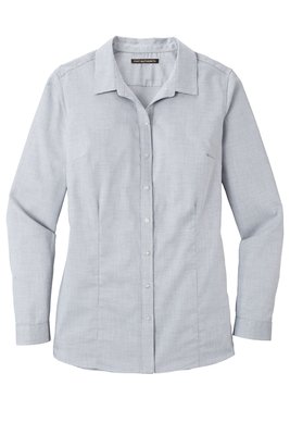 LW645 Port Authority Ladies Pincheck Easy Care Shirt Gusty Grey/ White
